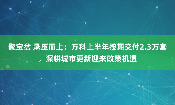 聚宝盆 承压而上:万科上半年按期交付2.3万套,深耕城市更新迎来政策机遇