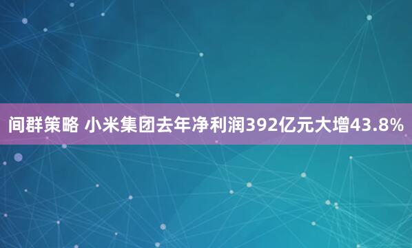 间群策略 小米集团去年净利润392亿元大增43.8%