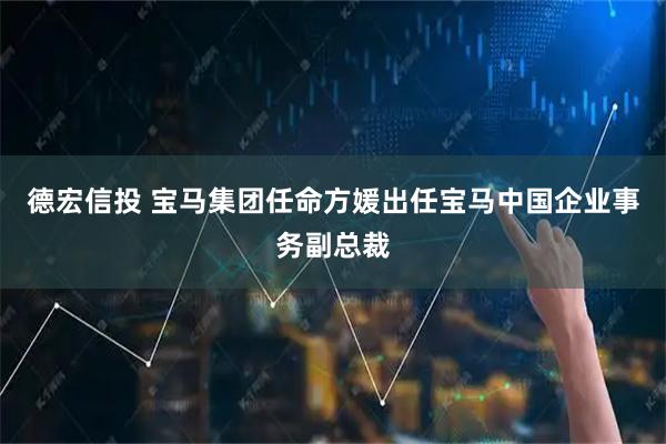 德宏信投 宝马集团任命方媛出任宝马中国企业事务副总裁