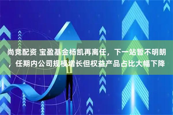 尚竞配资 宝盈基金杨凯再离任，下一站暂不明朗，任期内公司规模增长但权益产品占比大幅下降