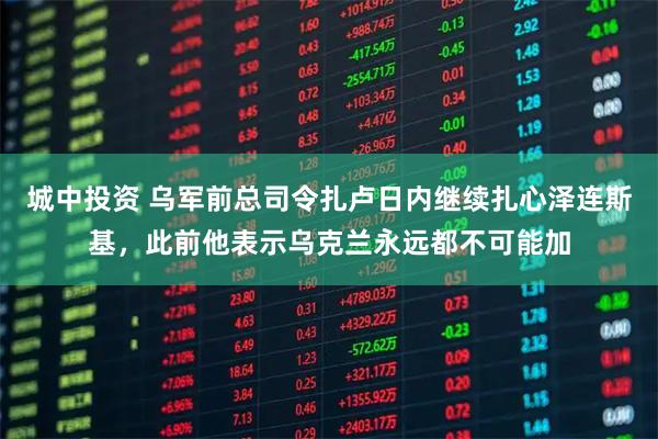 城中投资 乌军前总司令扎卢日内继续扎心泽连斯基，此前他表示乌克兰永远都不可能加
